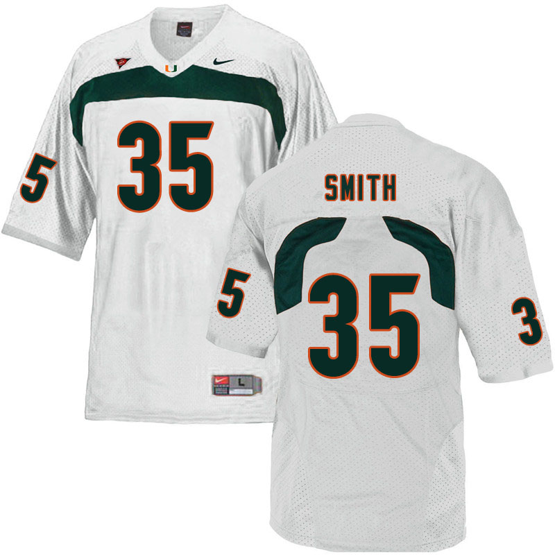 Nike Miami Hurricanes #35 Zac Smith College Football Jerseys Sale-White - Click Image to Close
